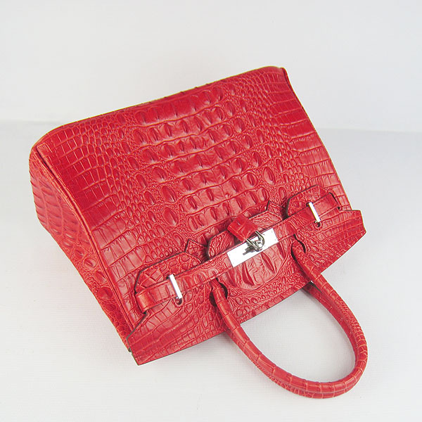 Replica Hermes Birkin 30CM Crocodile Head Veins Bag Red 6088 On Sale - Click Image to Close